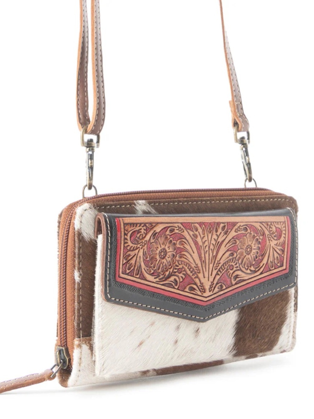 Hair on Cowhide Crossbody Wallet myra bag tooled leather cowgirl western rodeo